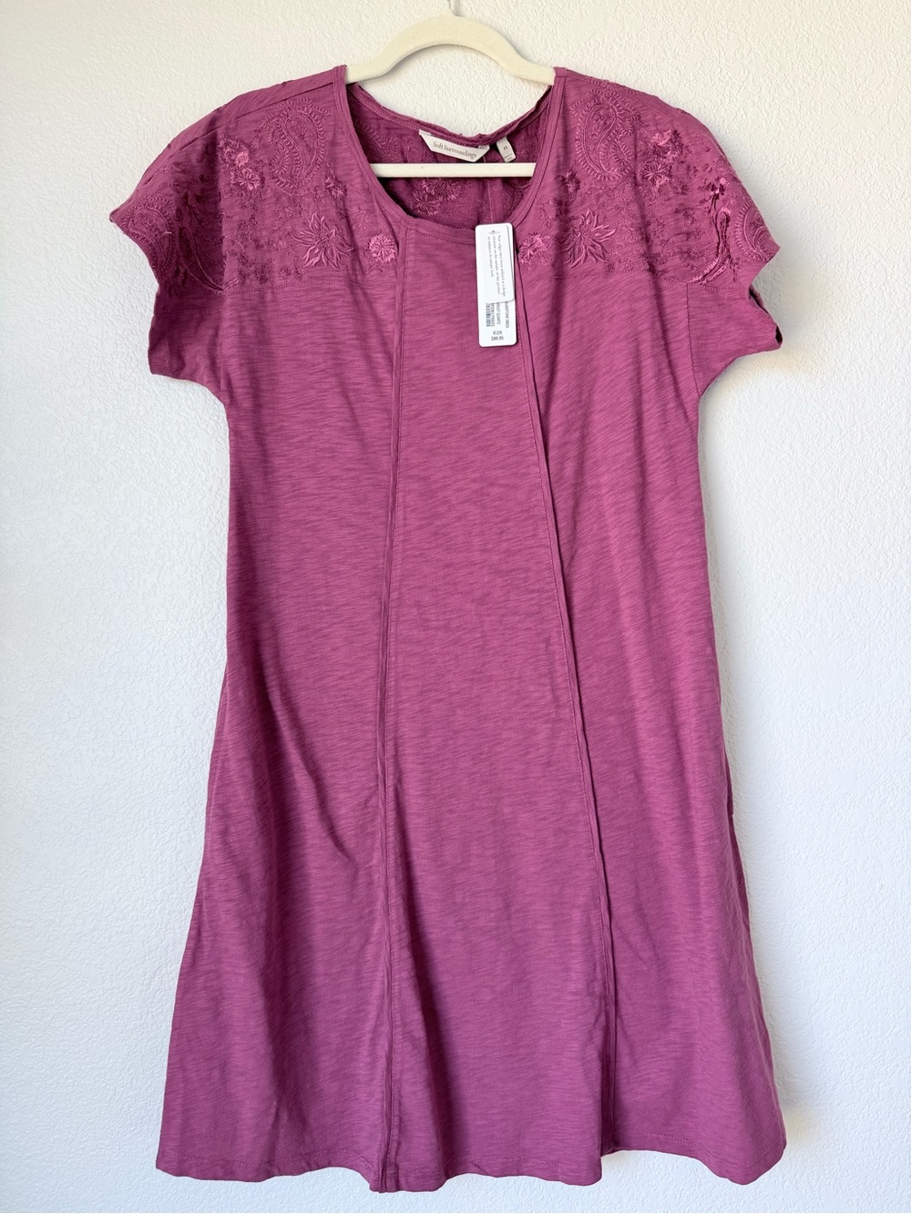 Soft Surroundings Gladstone Dress XS Violet Quartz Embroidered Cotton Boho NWT